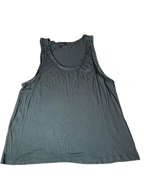 Devoted Luxury Apparel Olive Green Chain Detail Tank Top L/XL